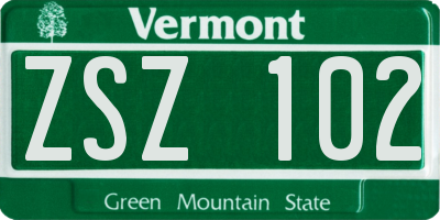 VT license plate ZSZ102