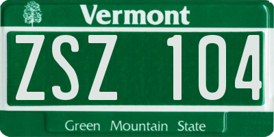 VT license plate ZSZ104