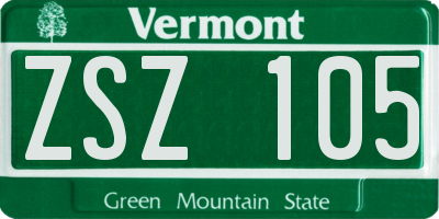 VT license plate ZSZ105
