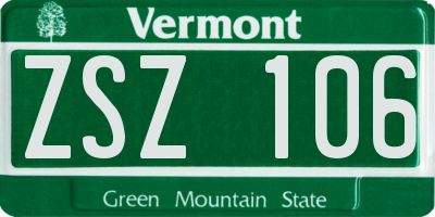 VT license plate ZSZ106
