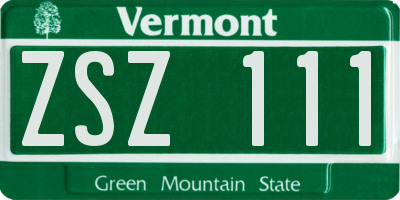 VT license plate ZSZ111