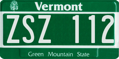 VT license plate ZSZ112