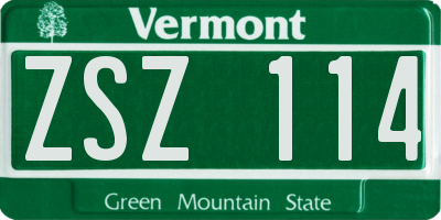 VT license plate ZSZ114