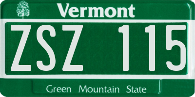 VT license plate ZSZ115
