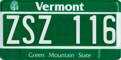 VT license plate ZSZ116