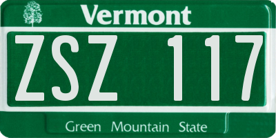 VT license plate ZSZ117