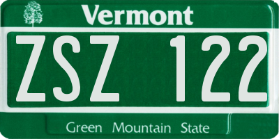 VT license plate ZSZ122