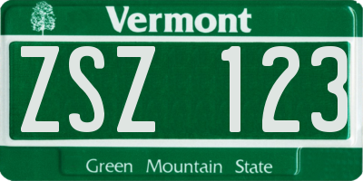 VT license plate ZSZ123