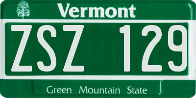 VT license plate ZSZ129