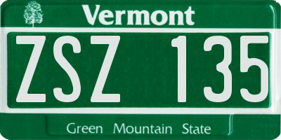 VT license plate ZSZ135