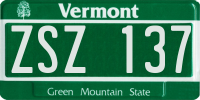 VT license plate ZSZ137