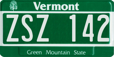 VT license plate ZSZ142