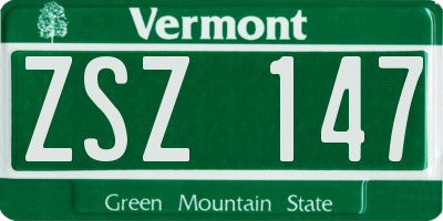 VT license plate ZSZ147