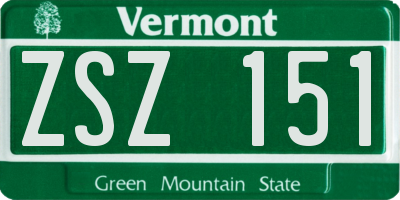 VT license plate ZSZ151