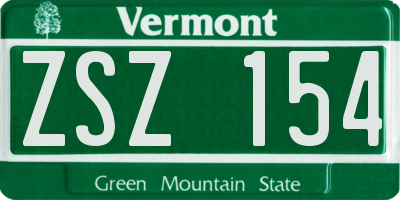 VT license plate ZSZ154