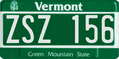 VT license plate ZSZ156