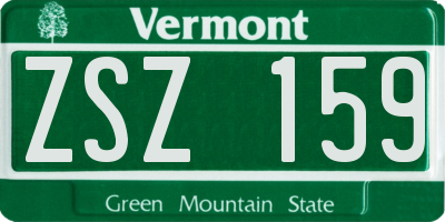 VT license plate ZSZ159