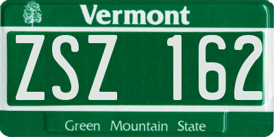 VT license plate ZSZ162