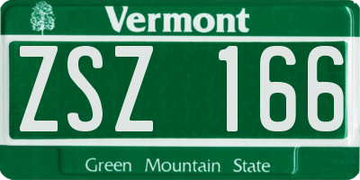 VT license plate ZSZ166