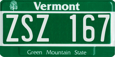 VT license plate ZSZ167