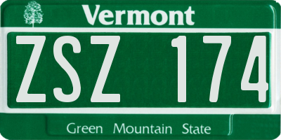 VT license plate ZSZ174