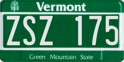 VT license plate ZSZ175
