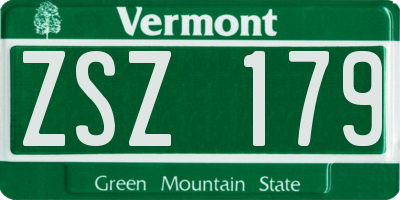 VT license plate ZSZ179
