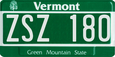 VT license plate ZSZ180