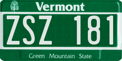 VT license plate ZSZ181
