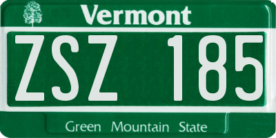 VT license plate ZSZ185