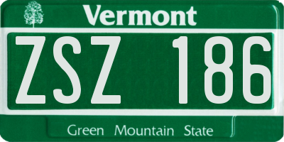 VT license plate ZSZ186