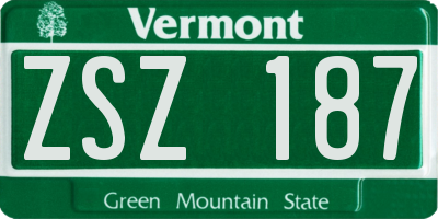 VT license plate ZSZ187