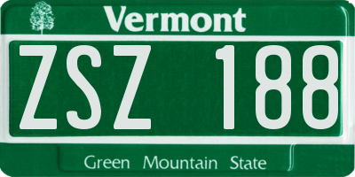VT license plate ZSZ188