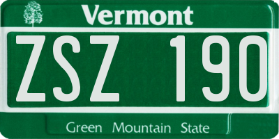 VT license plate ZSZ190
