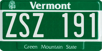 VT license plate ZSZ191