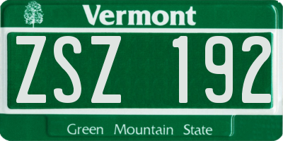 VT license plate ZSZ192
