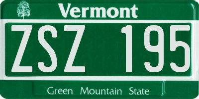 VT license plate ZSZ195