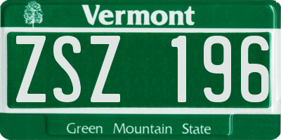 VT license plate ZSZ196