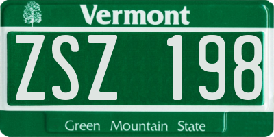 VT license plate ZSZ198