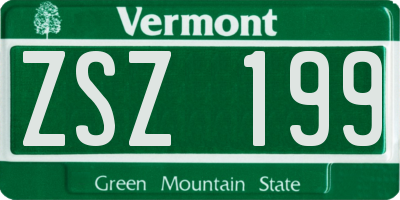 VT license plate ZSZ199