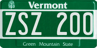 VT license plate ZSZ200