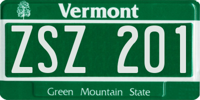 VT license plate ZSZ201