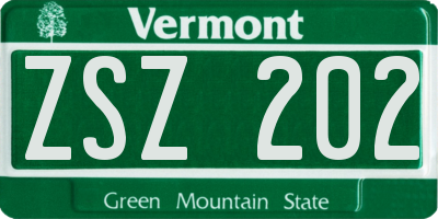 VT license plate ZSZ202