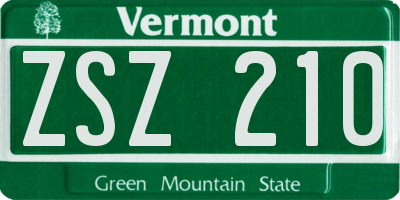 VT license plate ZSZ210