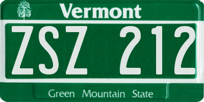 VT license plate ZSZ212