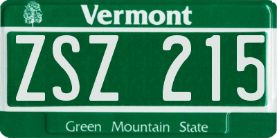 VT license plate ZSZ215