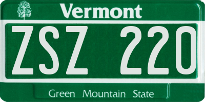 VT license plate ZSZ220
