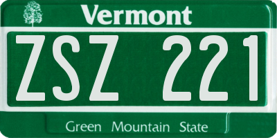 VT license plate ZSZ221
