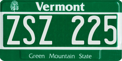 VT license plate ZSZ225