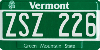 VT license plate ZSZ226